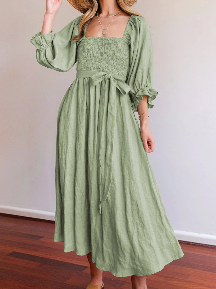 LEONA™ | Dress with French Ruffled Sleeves