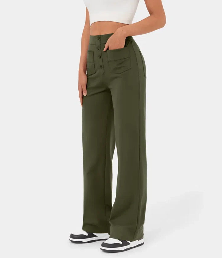 STEPHEY™ | Elasticated high-waisted trousers