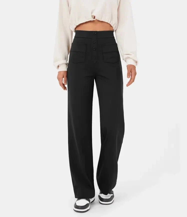 STEPHEY™ | Elasticated high-waisted trousers