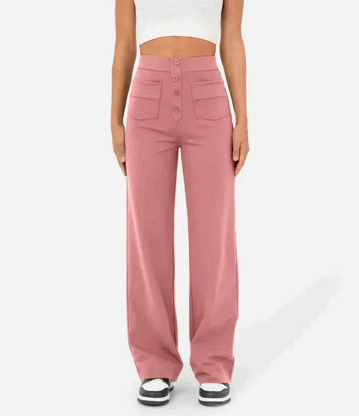 STEPHEY™ | Elasticated high-waisted trousers