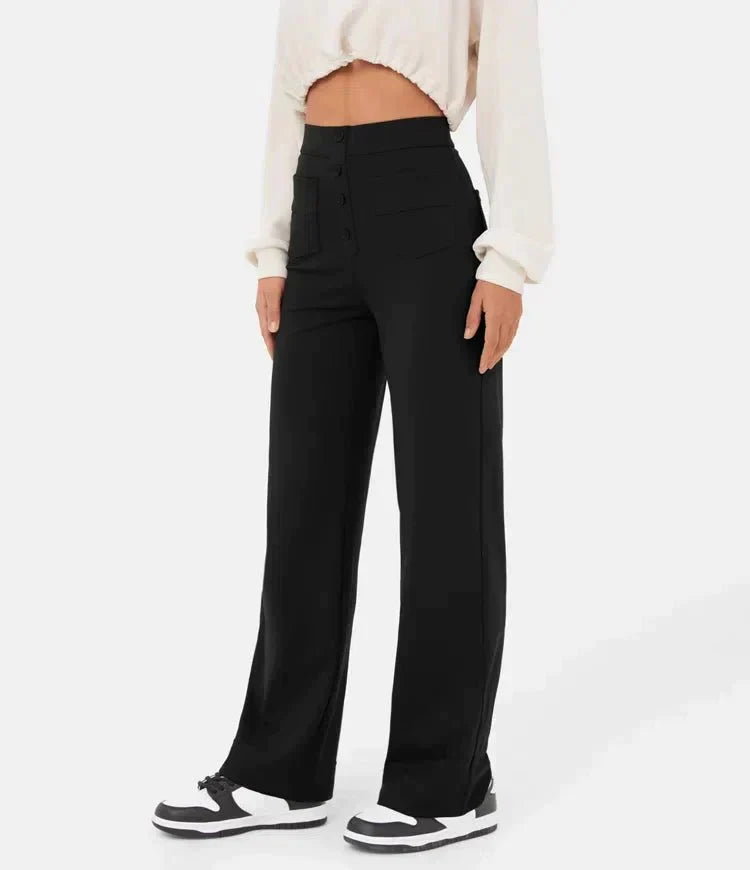 STEPHEY™ | Elasticated high-waisted trousers