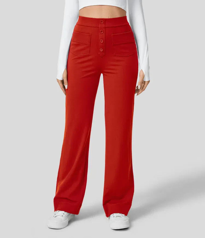 STEPHEY™ | Elasticated high-waisted trousers