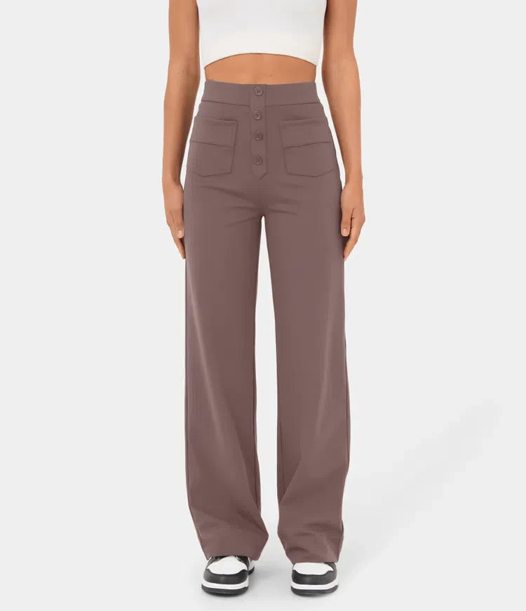 STEPHEY™ | Elasticated high-waisted trousers