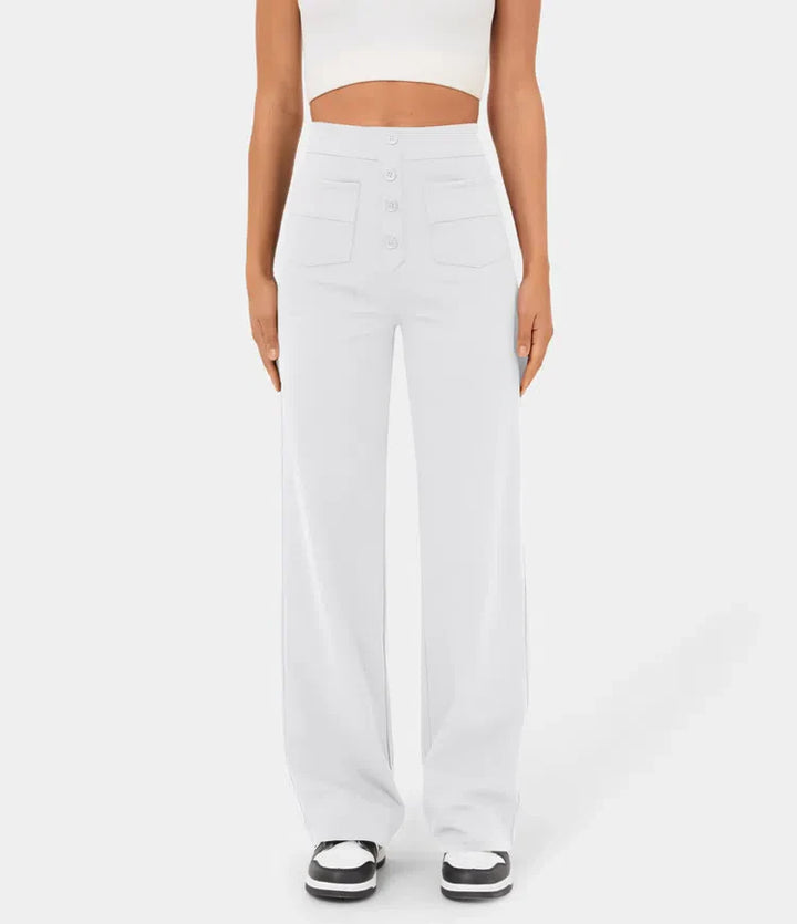 STEPHEY™ | Elasticated high-waisted trousers