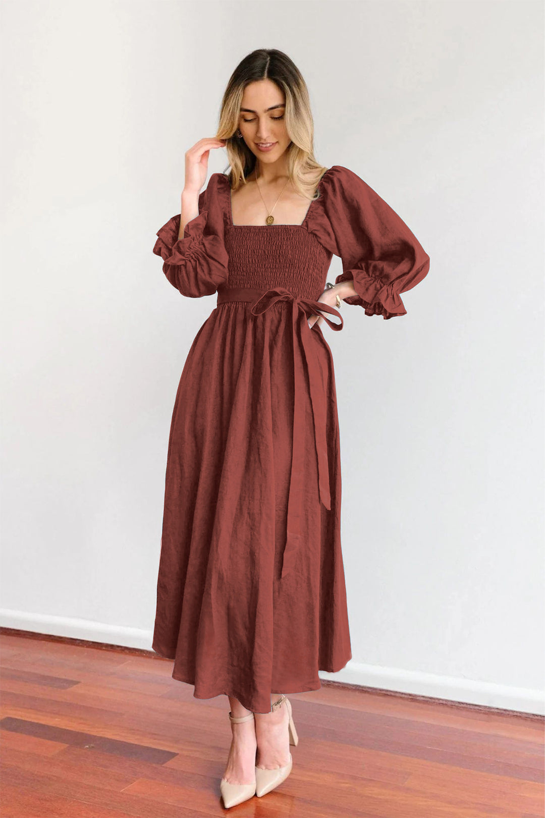 LEONA™ | Dress with French Ruffled Sleeves